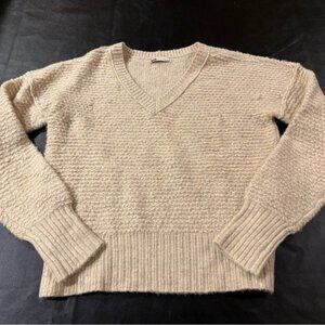 Ladies Small Soft Beige Vneck Sweater- like new!